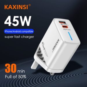 KC-285: UK 45W Super fast charging with convertible charger and USB-A+C