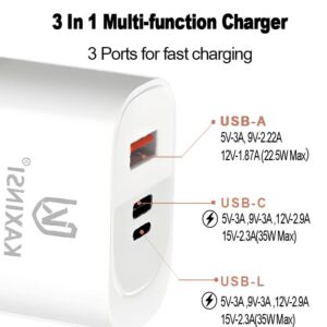KC-338: EU 35W fast charging with convertible charger and USB-A+C+L