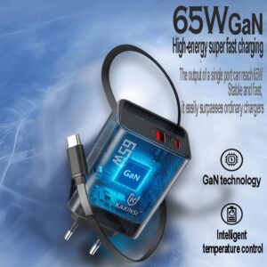 KC-341: EU 65W GaN super fast charging with convertible charger and USB-A+C and C cable