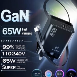 KC-342: UK 65W GaN super fast charging with convertible charger and USB-A+C and C cable