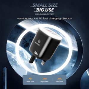 KC-346: UK 30W fast charging with convertible charger and USB-A+C