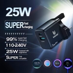 KC-351: UK 25W fast charging with convertible charger and USB-A+C