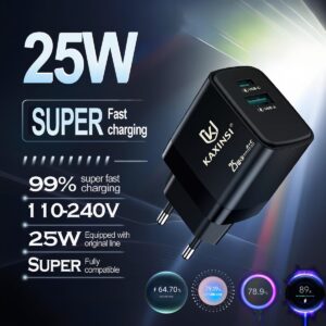 KC-355: EU 25W fast charging with convertible charger and USB-A+C