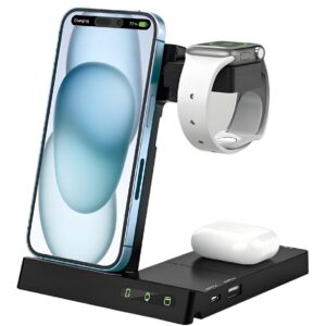 KM-25: 15W 6in1 wireless charger with Type-C Port and Foldable Design charge phone、watch and Bluetooth
