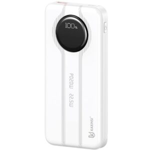 KP-362: 10000mah 22.5W LED Fully Charging Power Bank with lightning and T-C cable output and USB-A and USB-C