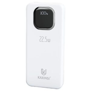 KP-365: 10000mah 22.5W LED Fully Charging Power Bank with lightning、T-C、Micro-USB and USB-A Input cables and 2 USB-A and 1 USB-C