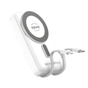 KP-366: 10000mah 22.5W LED Fully Charging Power Bank with lightning and T-C cables and USB-C and 15w Wireless Charging and stand