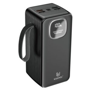 KP-372: 50000mah 22.5W LED Fully Fast Charging Power Bank with lightning、T-C、Micro-USB and USB-A cables and 4 USB-A and 1 USB-C and one Micro