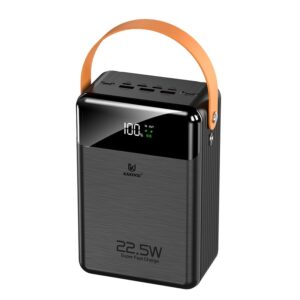 KP-376: 80000mah 22.5W LED Fast Charging power bank with type-c cable and 3USB-A and 2 USB-C 、1 lighting and 1 micro