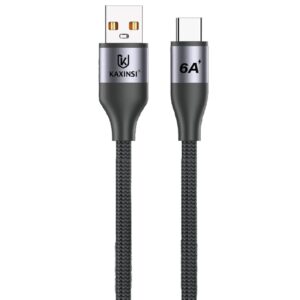 KU-112: 6A Bio-Nylon Braided Fast charger cable with USB-A to USB-C connector