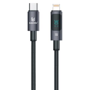 KU-122: 30W LED super fast Bio-Nylon Braided cable with Type-C to Lightning Connector
