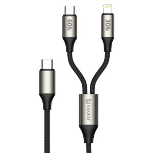 KU-127: Max 60W Super Fast 2 in 1 Multi charging Data Cable