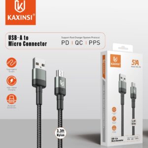 KU-92: 5A USB-A to Micro Connector Nylon cable