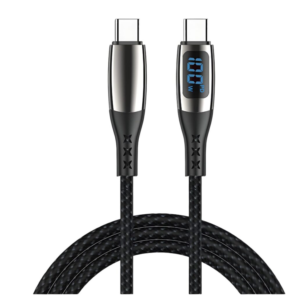 KU-97: 100W Led display type-c to type-c data cable displays real-time output power